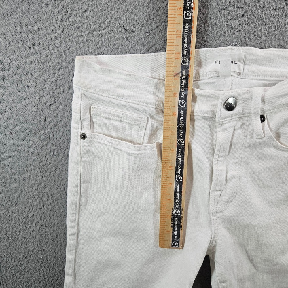 Frame L'Homme Slim Crop Jeans Blanc White Denim Size 30 - Picture 7 of 13
